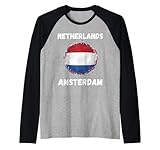 Amsterdam Países Bajos Vintage Deporte Bandera Holandesa Souvenirs Camiseta Manga Raglan