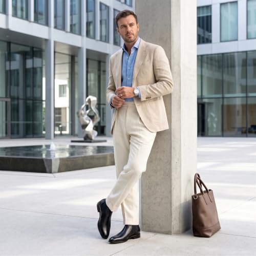 Image of Jousen Mens Chelsea Boots Leather Slip On Dress Boots