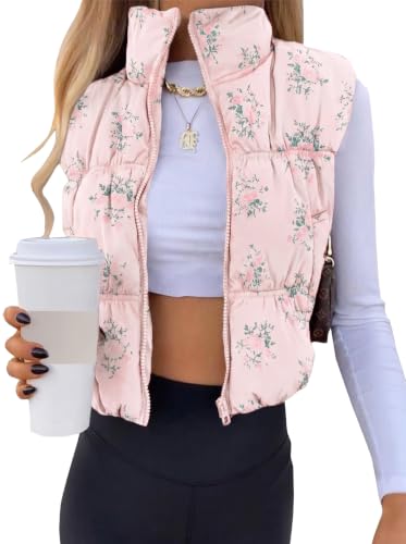 Image of SySea Women's Crop Puffer Vest Zip Up Sleeveless Outerwear Padded Coat | Lightweight Winter Warm