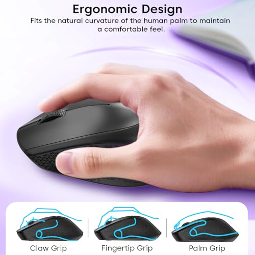 Image of Sounce Zyro Wireless Mouse 2.4GHz USB Nano Receiver with 1200 DPI Optical Sensor, 3 Button Ergonomic Design, 18M Battery Life, Quieter Clicks and Smooth Tracking for PC LaptopUsers (Black)