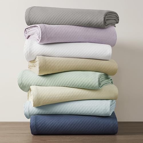 Image of Madison Park Liquid Cotton Luxury Blanket Premium Soft Cozy 100% Ring Spun Cotton For Bed , Couch or Sofa, Full /Queen, Linen