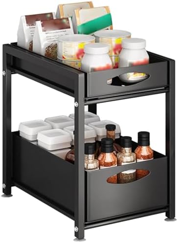 2-Tier Under Sink Organizer with Pull-Out Baskets & Silent Full-Extension Slides - Slide-Out Storage Solution for Kitchen, Bathroom, Pantry & Office Cabinets