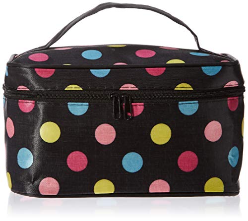 Makeup Bag Travel Bag with Quality Zipper Single Layer Multifunctional Cosmetics Bag Colorful Dot Makeup Organizer Case Holder With Mirror for Women Ladies Girl