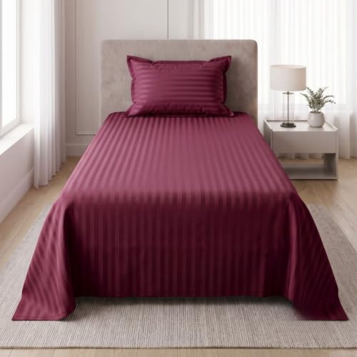 Image of Living Roots Glace Cotton 180 TC Single Bedsheet with 1 Pillow Cover |Single Size 60 x 90 Inches |Soft, Breathable & Durable |Fits Mattress up to 4 Inches |No Colour Bleeding (Maroon)
