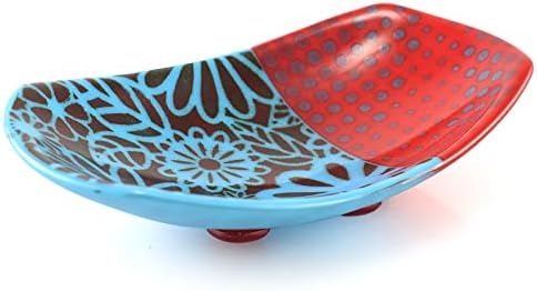 Modern Artisans Fused Glass Swoop Bowl, Floral Pattern, 8.5" - Fu...