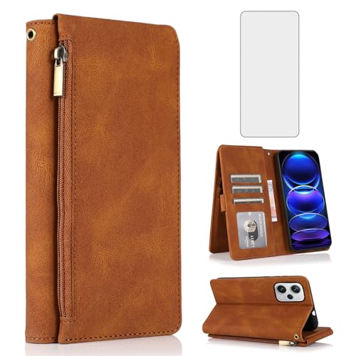 Étui portefeuille Redmi Note 12 Pro Plus 5G en cuir rétro avec protection d'écran