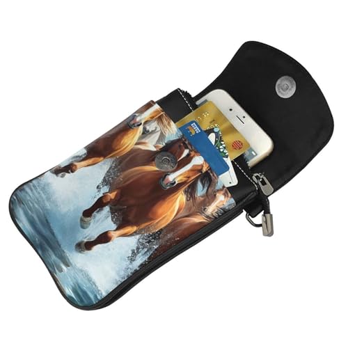 Women Ladies Girls Roomy Pockets Smartphone Purse Wild Animal Running Horse Art Purse Credit Card Document Organizer, Water Resistant, Yoga Sports Bag4