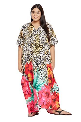 Image of Women Plus Size Kaftan Dress Beach Cover Up Maxi Dresses for Women, V-Neck | Kimono Sleeve 1X-3X