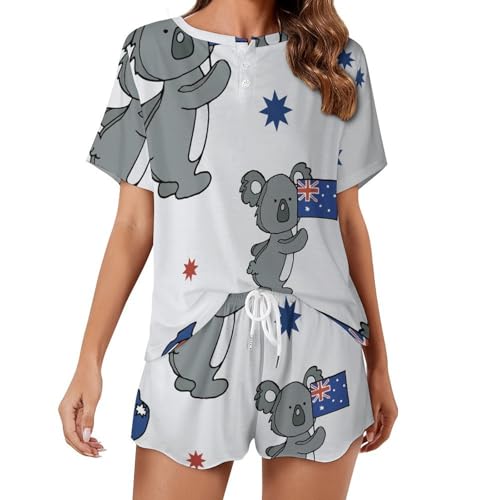 Ensemble pyjama femme raton laveur manches courtes vêtement nuit été