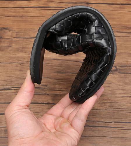 Santimon Men's Woven Leather Mules Slide Sandals, Slip-On Dress Casual Clogs Summer Shoes for Business, Comfortable and Stylish Open Back Slippers3