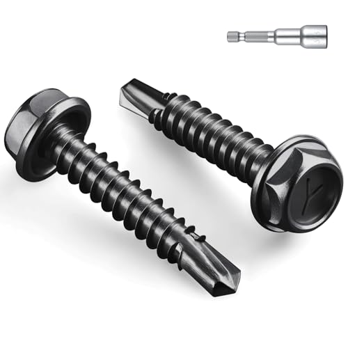 BNUOK #14 x 1-1/4 Inch Self Drilling Screws, 3 lbs Black
