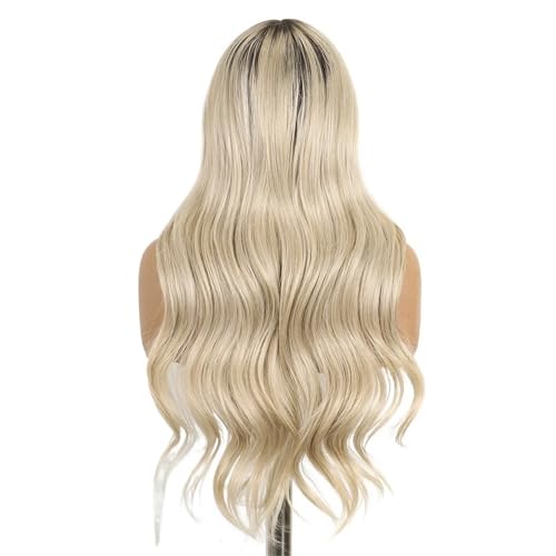 Perruque blonde platine ombrée ondulée : la solution volume et frange - 5