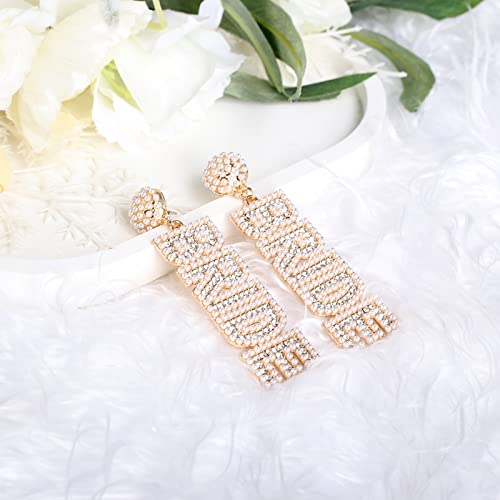 Bride Earrings - Bride To Be Gifts for Bachelorette Beaded Earrings For Bachelorette Outfit Bride Accessories4