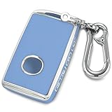Kirsnda for Mazda key fob cover,case with keychain,Soft TPU Protection key Shell/skin,4 Buttons fit 2019 2020 2021 for Mazda 3,Hatchback,CX-5, CX-30, CX-9 Remote Key(Blue silver)