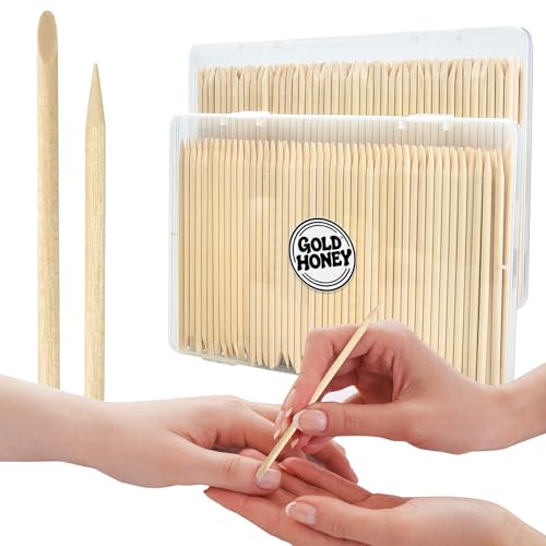 GOLD HONEY 360PCS Cuticle Pusher Wood in Boxed, Orangewood Sticks for Nails