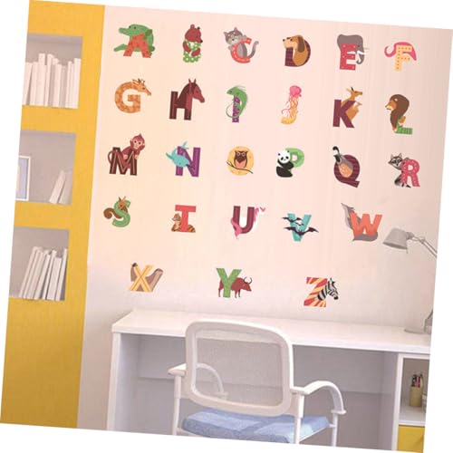 Vinilo decorativo alfabeto y animales para pared, 26 piezas miniatura 5