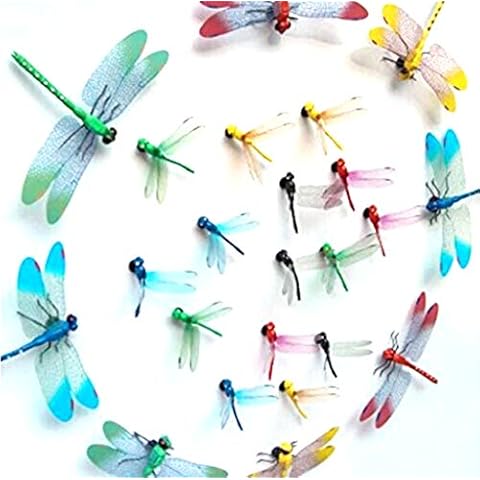 Chunney® 8.5cm and 14.5cm Mixed Colorful Magnet Dragonfly Room Decorations (4pcs Big+10pcs Small) Cover