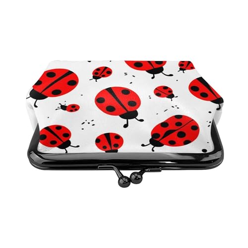 Ladybug red black dots white (1) Buckle Coin Purses Women's Kiss-Lock Closure Mini Vintage Pouch Leather Makeup Wallets Card Holder Cute For Men Women2