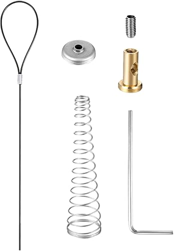 Miniatura 7 de Kit de tiradores de cable de pestillo de puerta, cierre de puerta ajustable con resorte negro, abridor de puerta para vallas de madera de metal para