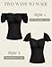 Womens Summer Tops Casual Dressy Vintage Short Ruffle Sleeve Top Black Square Neck Fitted Off Shoulder Blouse Black L