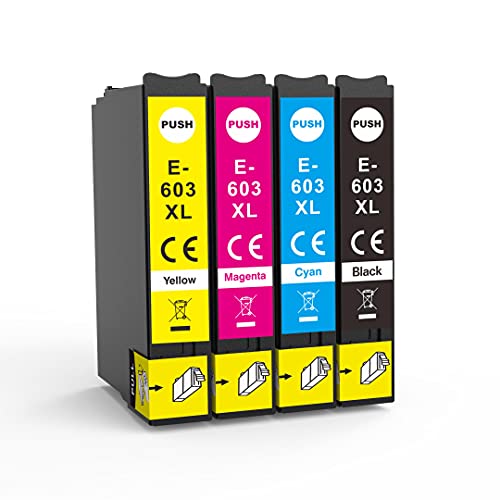 Lessint INK-TANK 603XL Ink Cartridges Most Preferred Replaceable Compatible Cartridges for Epson XP-2100 XP-2105/ XP-3100/ XP-3105/ XP-4100/ XP-4105/ WF-2810/ WF-2830/ WF-2835/ WF-2850 – Full Set