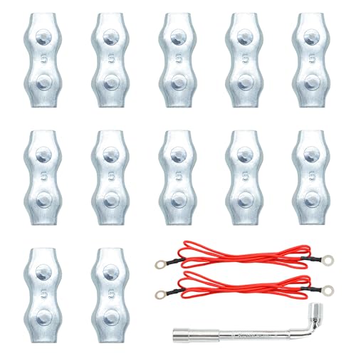 Heavy Duty M5 Poly Rope Connectors Wires Splicer Galvanized Steel Connector Kit,Electric Fence Rope Connection (12)