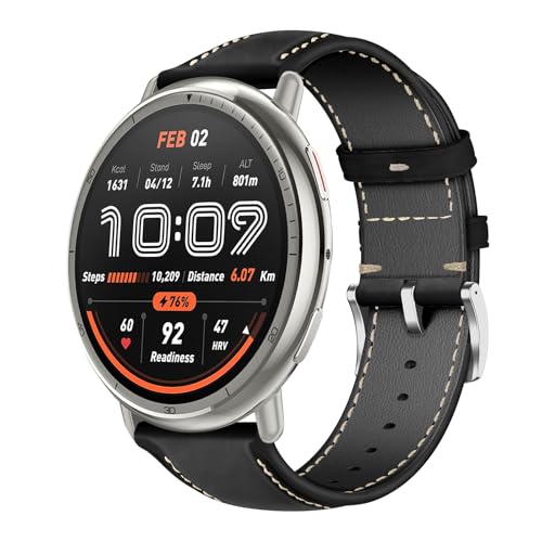 #ColaboraciónPagada<br>20mm Correa Cuero para Amazfit Active 2 Square/Amazfit Active 2 /GTR Mini/GTR 42mm /GTS 4 /GTS 4 Mini/Bip 3 /Bip 3 Pro Correas Repuesto Cuero Pulsera para Hombres y Mujeres - Negro