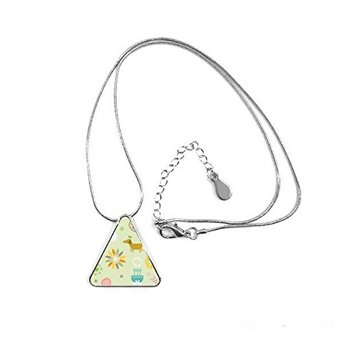 Collier pendentif triangle mignon chien cartoon fleur et chaîne incluse
