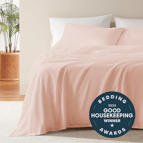 SLEEP ZONE Nanotex Super Soft Cooling King Bed Sheets Set for Kids 3 Piece - Easy Care Fitted Flat Sheet & Pillowcase Sets - Wrinkle Free,Fade Resistant,Deep Pocket 16",Rose Pink,King