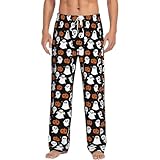 Halloween Pajama Pants Funny Cute Ghost with Pumpkin PJ Pant for Men Women Matching Couples Unisex