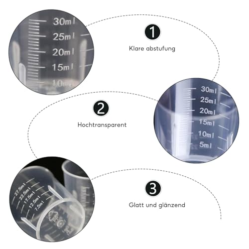 Measuring Cups, Mixing Cups, Pack of 100 30 ml Plastic Measuring Cups with 100 Mixing Sticks for Mixing Paints Epoxies, Resin - Image 3