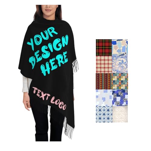 Custom Scarfs Design Your Own for Women Personalized Tassel Scarf With Your Text Logo Photo Customized Winter Scarf