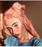 Zenith Classic Pink Lace Front Wigs for Party Fashion Cute Baby Pink Long Wavy Hair Synthetic Beautiful Wig for Women Mixed Color Pastel Pink Wig Light Purple & Orange Fiber 24 inches