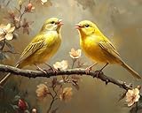 KY-link Kits estampés au point de croix, Les îles Canaries chantent dans le jardin ensoleillé, kit de point d'aiguille artisanat de broderie, kits de démarrage pour débutants, cadeaux faits à la main