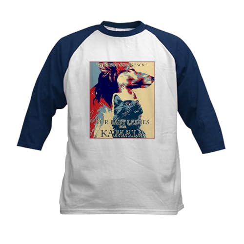 CafePress Fur Baby Ladies Kids Baseball T Shirt Kids Cotton Baseball Jersey, 3/4 Raglan Sleeve Shirt Navy/White