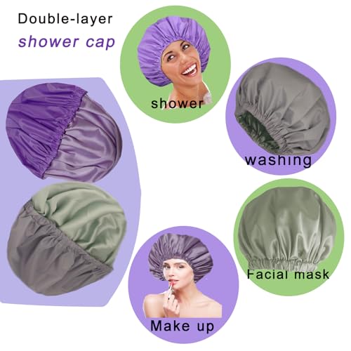 Bonnet de douche de luxe doublé en satin Genergy ajustable grand format - 6