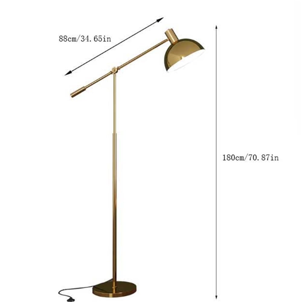 Lampa podłogowa Złota prosta lampa podłogowa do sypialni, gabinetu, biura, przenośna stojąca ze zdalnym sterowaniem