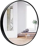  CAZARU Miroir Mural Contemporain en métal Noir encadré Cercle décoratif, Miroir Mural en métal encadré HD Mur Cercle Rond décoratif montable au Mur avec Crochets de Suspension