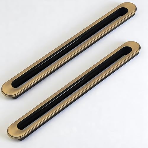 Image of Atom 13.8 Inches Sliding Concealed Brass Door Handle | Wardrobe Handle for Main Door, Cupboard, Drawer, Almirah & Kitchen Cabinet (Set of 2, CH-317) | Profile Handles for Kitchen Cabinets