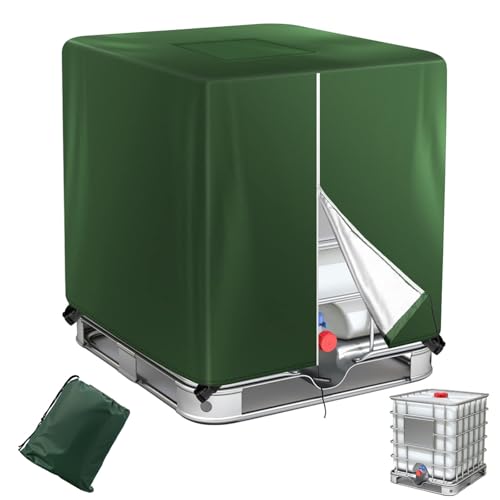 Neuytiky Cubierta para Tanque IBC 1000L,420D IBC Tank Cover,Lona Protectora Impermeable,Tapa Deposito Agua Lluvia,Cierre de Cubierta Protectora Anti-UV,Cubierta Contenedor IBC