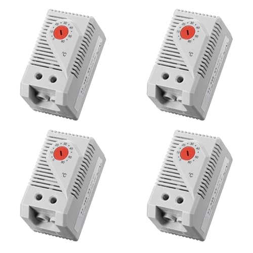 GREOHNMPAW 4X Termostato Mecánico, KTO011 0-60Celsius Interruptor Controlador de Temperatura Compacto Ajustable Normalmente Cerrado (C), Rojo