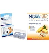Sea-Band Motion Sickness and Nausea Relief, Ginger Capsules and Acupressure Wristbands Bundle, (1...