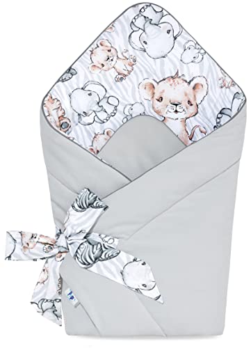 Pepi Baby Pucktuch - Einschlagdecke - Baby Pucksack - Praktisches Wickeltuch für jedes Kleinkind - Universelle Verwendung - Babyschale Decke Oder Eine Spielmatte Safari Grey mit Velvet