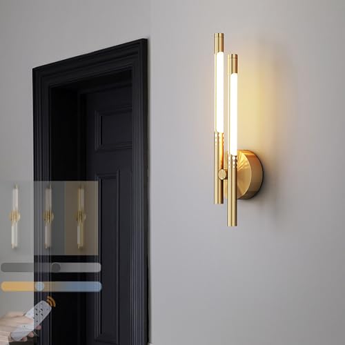 Aplique de pared LED lineal con tres colores de luz regulable