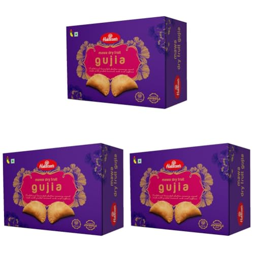 Image of Haldiram's Mawa Dry Fruit Gujiya - 400g - Traditional Holi Sweet (Pack of 3)