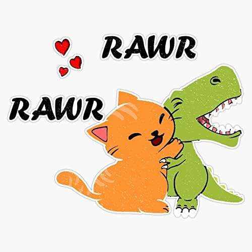 Rawr! Cute Trex and Cat Hugging Funny Animals Friends Gift Car Window Laptop 5" Magnetic Bumper Sticker image 4