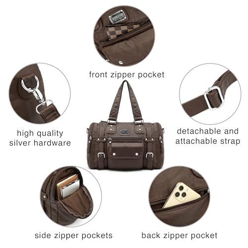 Scarleton Women's Faux Leather Satchel Handbag, Coffee Brown, 15.5" x 10" x 4.3"