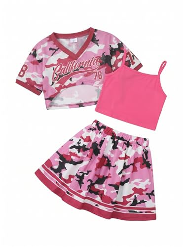 Image of PureChapter Tween Girls 2 Piece Outfits Short Sleeve Tops and Pleated Skirt Set, Cute Pleated Skirt for Girls Size 7-14
