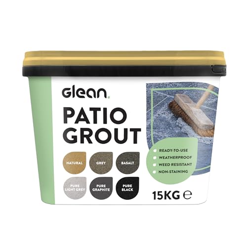 GLEAN Patio Grout | NATURAL | 15kg - 20m² Coverage | Jointing Compound | Brush In Patio Grout For Paving Patios & Block Paving | Self Setting All Weather Application | Ready Mixed