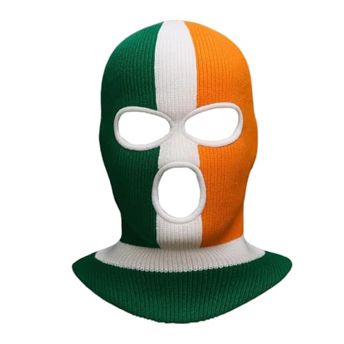 louuuou Irish Balaclava, Tri Colour Striped Face Mask，Breathable Ski Mask Full Protective Face Shields Portable Windproof Neck Warmer Suitable for Both Men and Women Outdoor Sports Green